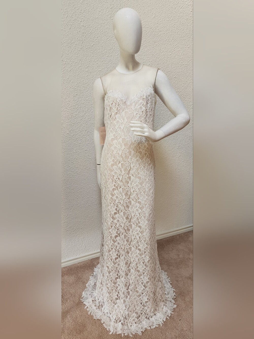 Tadashi Shoji Ivory Floral Lace Maxi Slip Dress